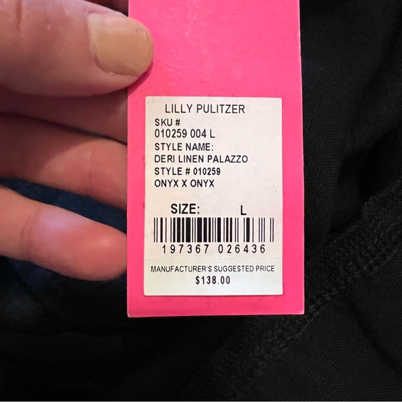 LILLY PULITZER Deri Black Linen Palazzo Pants L XL NWT - Picture 7 of 9